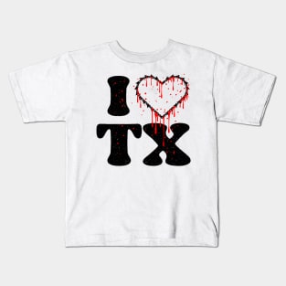 Creepy I love tx chainsaw heart Kids T-Shirt